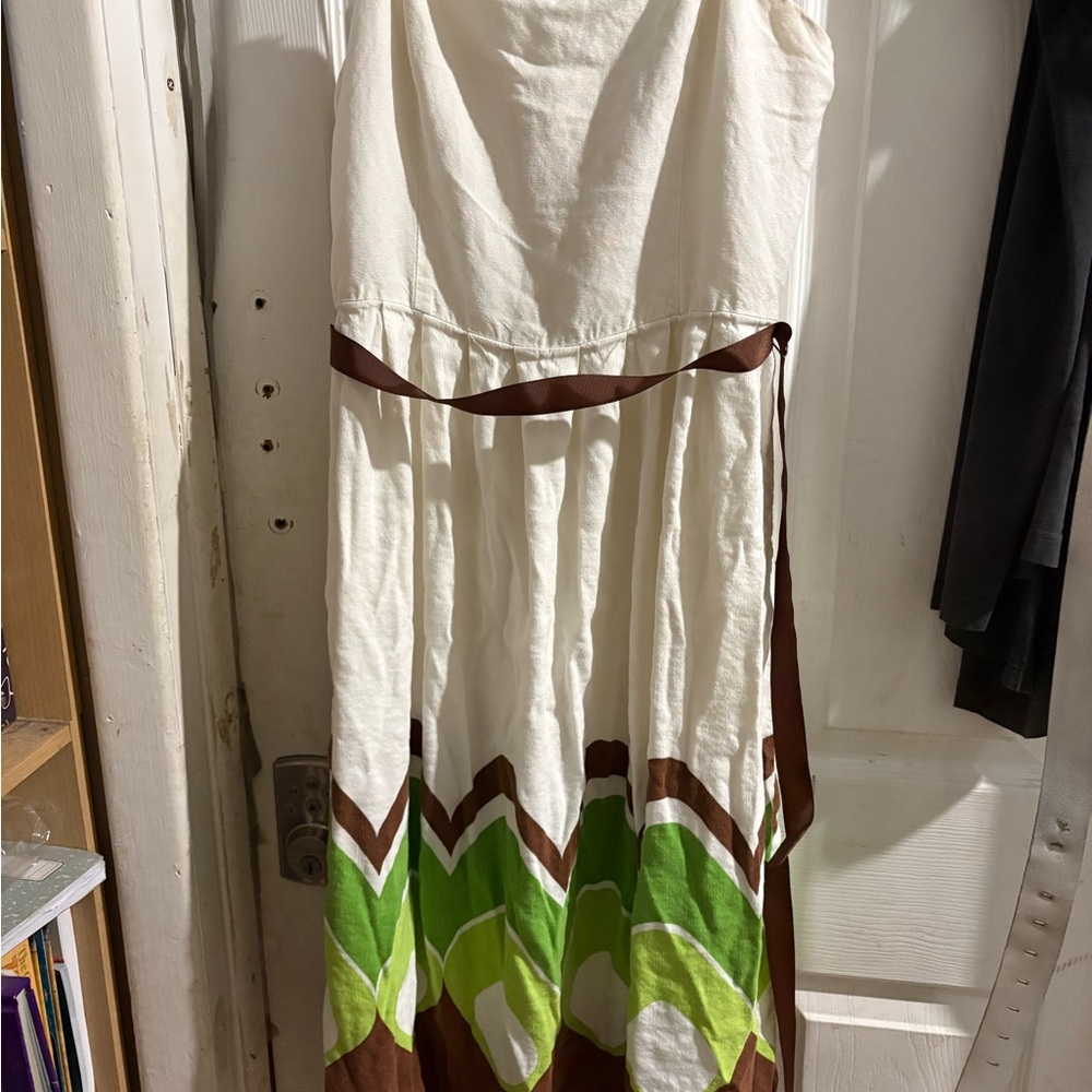Jessica Howard Strapless White and Green Dress